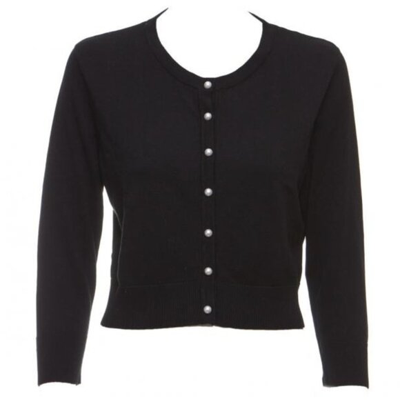 Karl Lagerfeld cardigan w/ pearl like buttons 3/4 sleeves szL - Picture 2 of 14